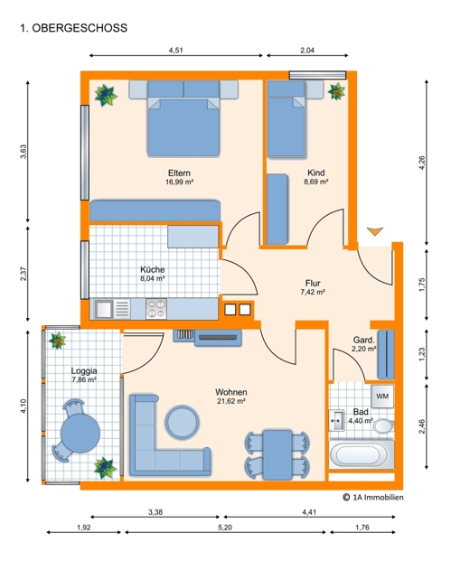 1A Immobilien Grundriss