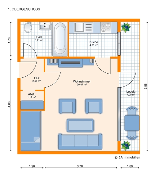 1A Immobilien Grundriss