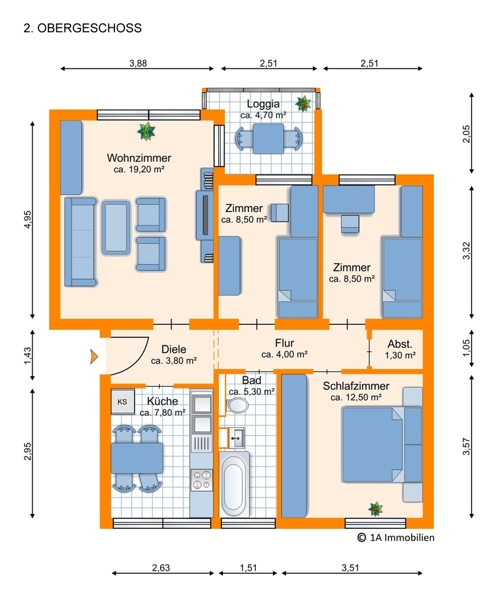 1A Immobilien Grundriss