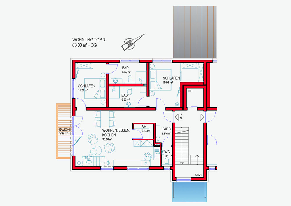 Top 3 Gut geschnittener Grundriss und viel Platz