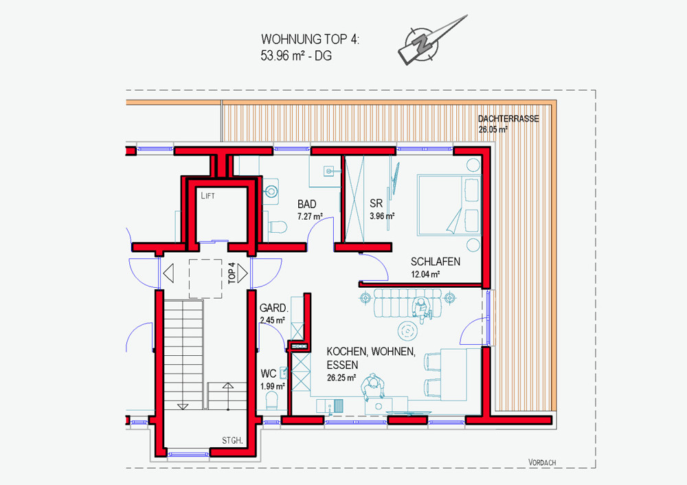 Top 4 Gut geschnittener Grundriss und viel Platz