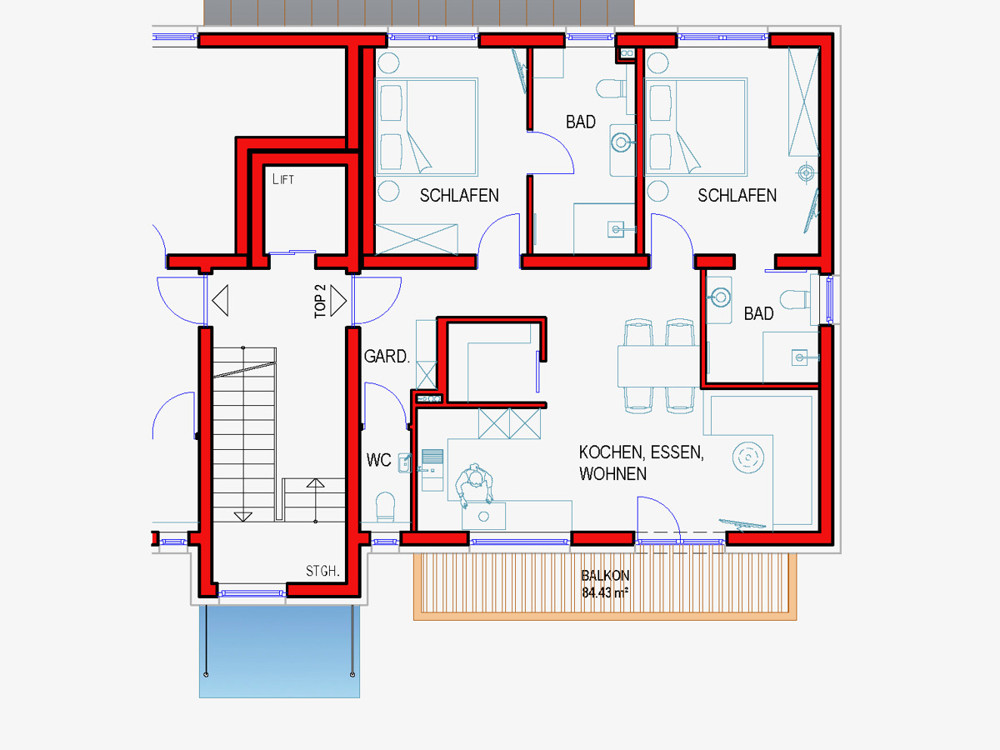 Top 2 Wohnungsgrundriss- guter Schnitt und viel Platz