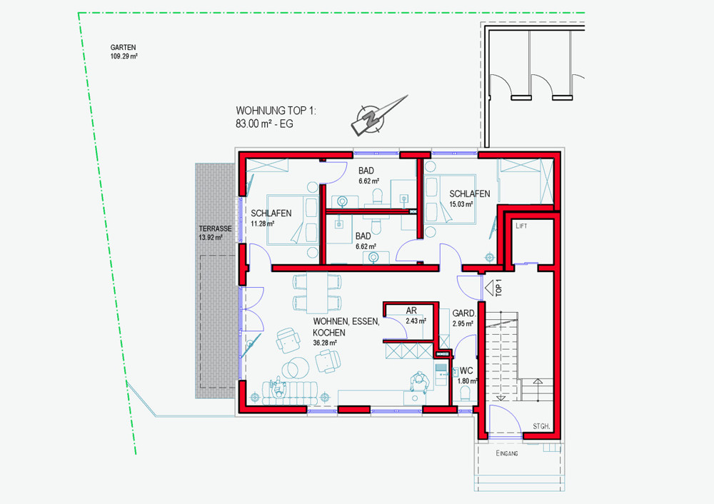 Top 1 Gut geschnittener Grundriss und viel Platz