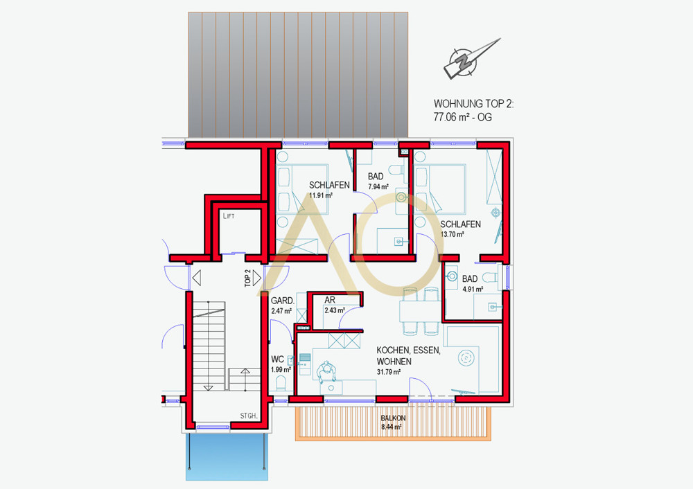 Top 2 Gut geschnittener Grundriss und viel Platz