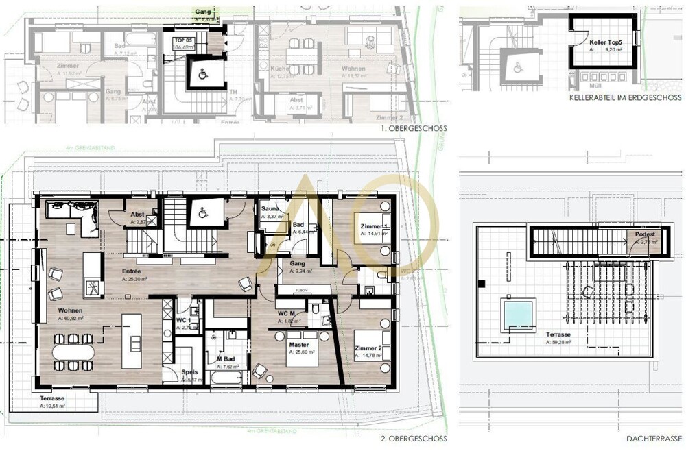 Pläne 1. OG 2. OG Keller Dachterrasse