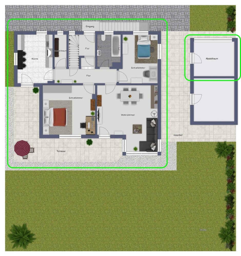 EG Wohnung, Abstellraum und riesiger Garten 