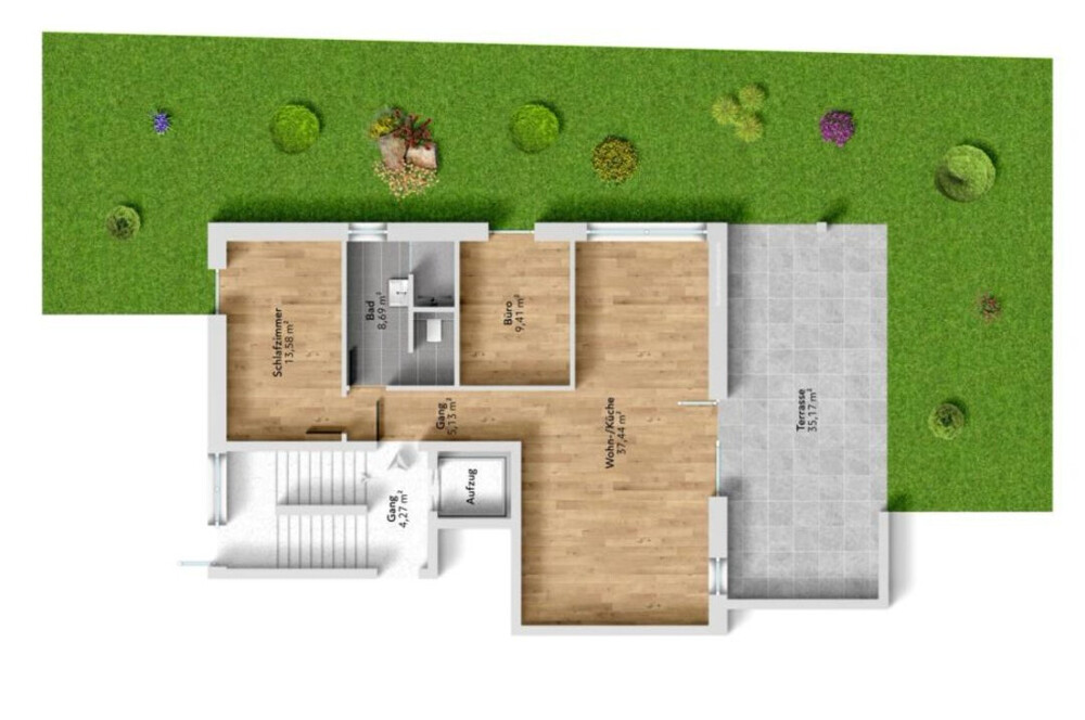 Unmöblierter 2D-Grundriss