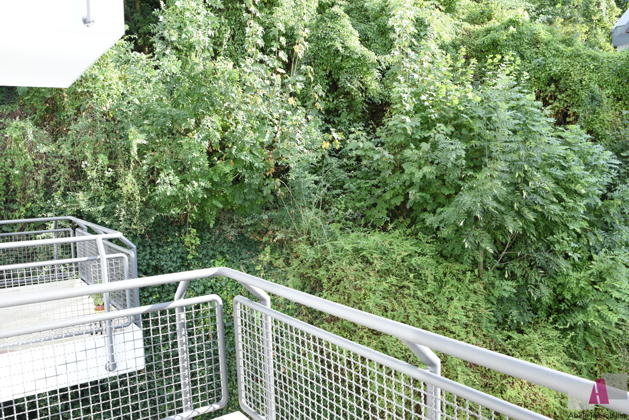 Blick vom Balkon ins Grüne