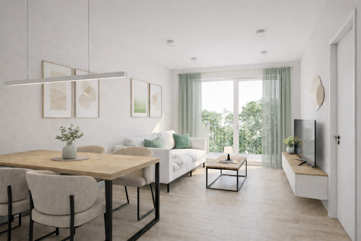 Visualisierung Wohnung hell-grün
