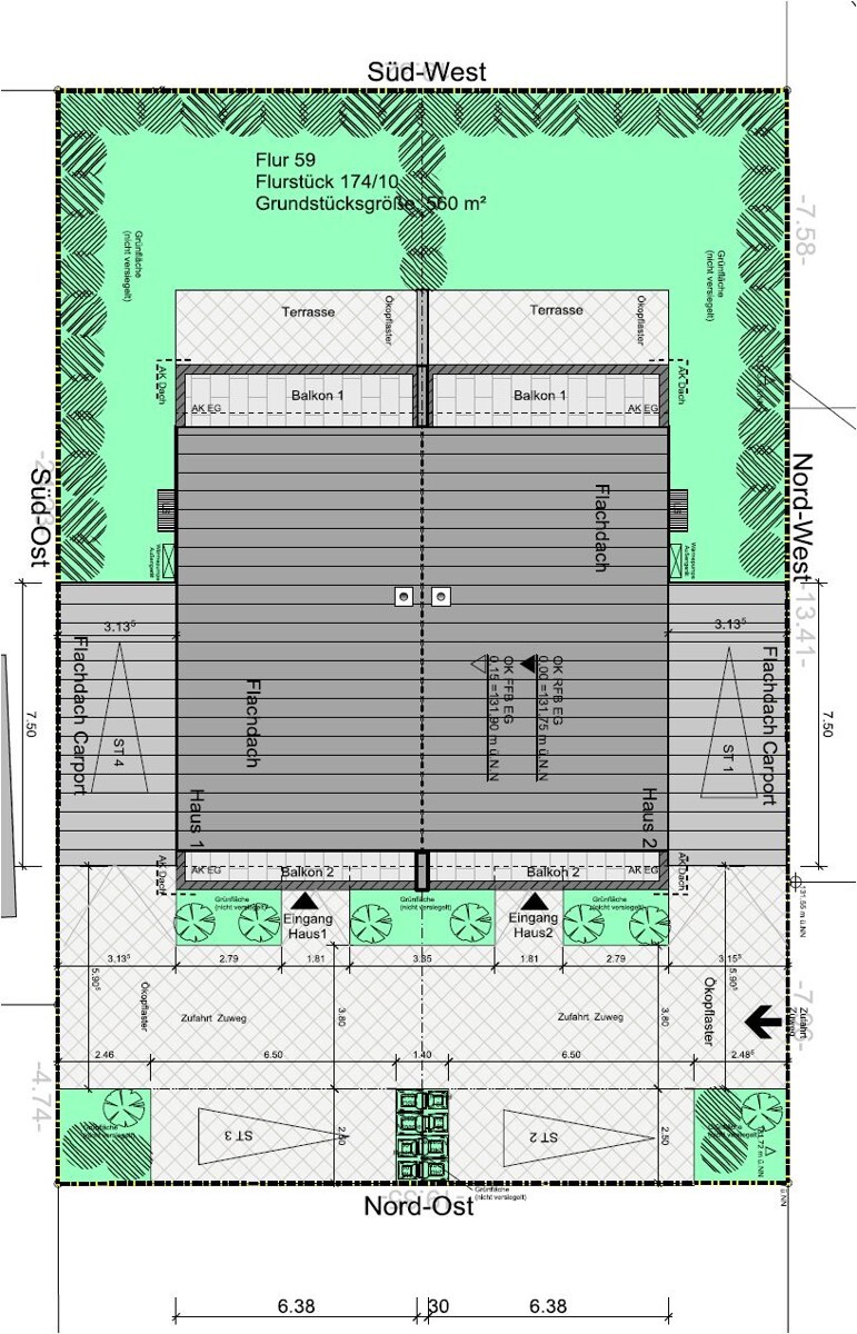 Freiflächenplan Haus 1+2