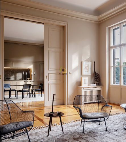 Wohnzimmer mit Blick auf das Esszimmer