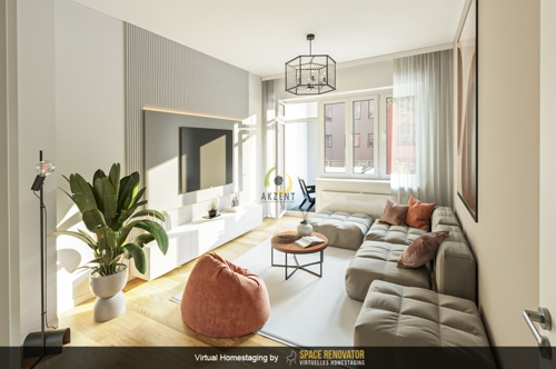 Beispielbild Wohnzimmer nach Renovierung, Virtuelles Homestaging