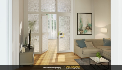 Bild virtuelles Homestaging Wohnzimmer Beispiel