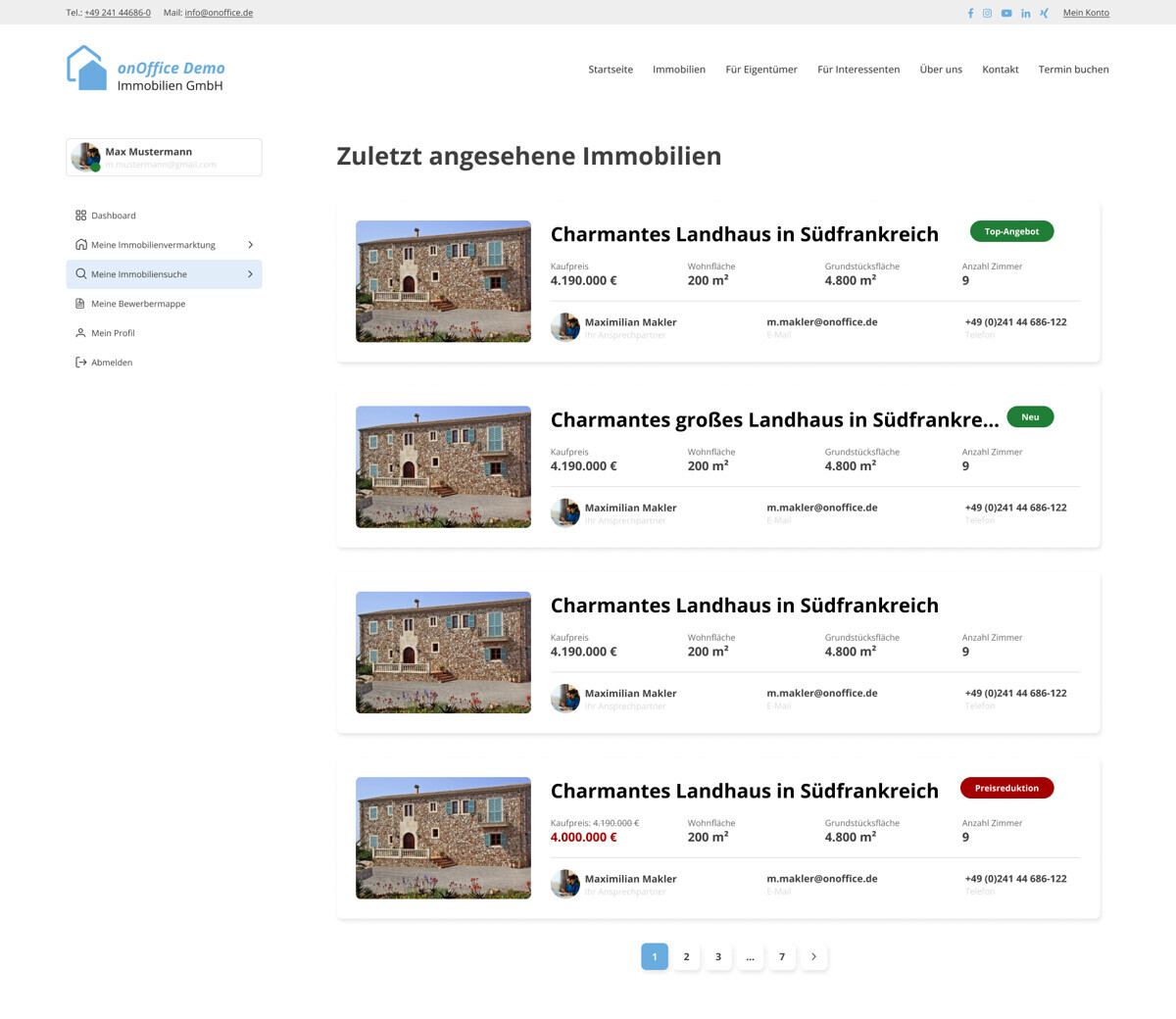 Suche - Zuletzt angesehene Immobilien - Liste