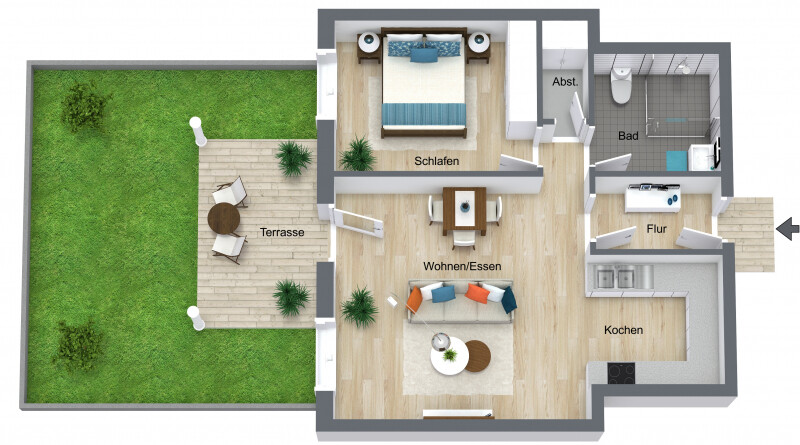Dundenheim - Wohnung 2 - 3D Floor Plan