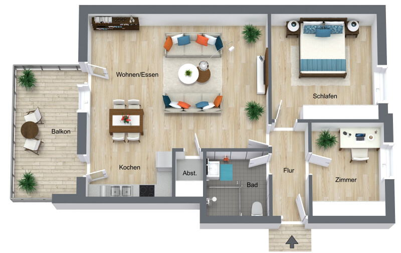 Dundenheim - Wohnung 6 - 3D Floor Plan