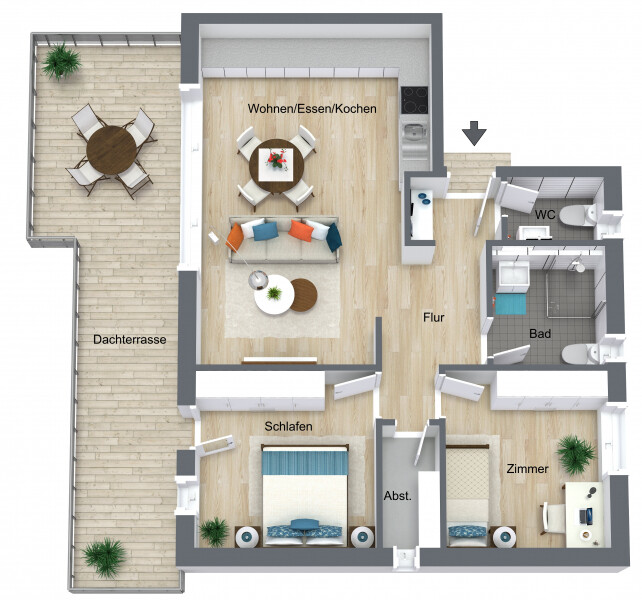 Dundenheim - Wohnung 7 - 3D Floor Plan