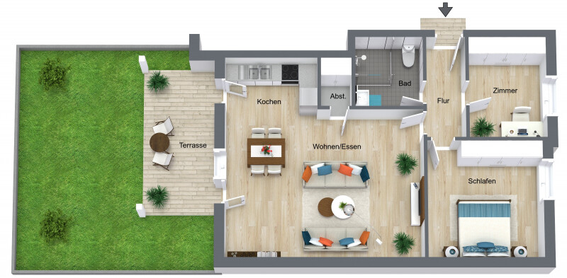 Dundenheim - Wohnung 1 - 3D Floor Plan