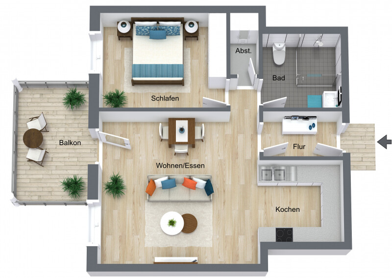 Dundenheim - Wohnung 5 - 3D Floor Plan