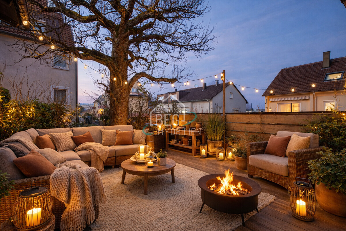 virtuell möblierte Terrasse