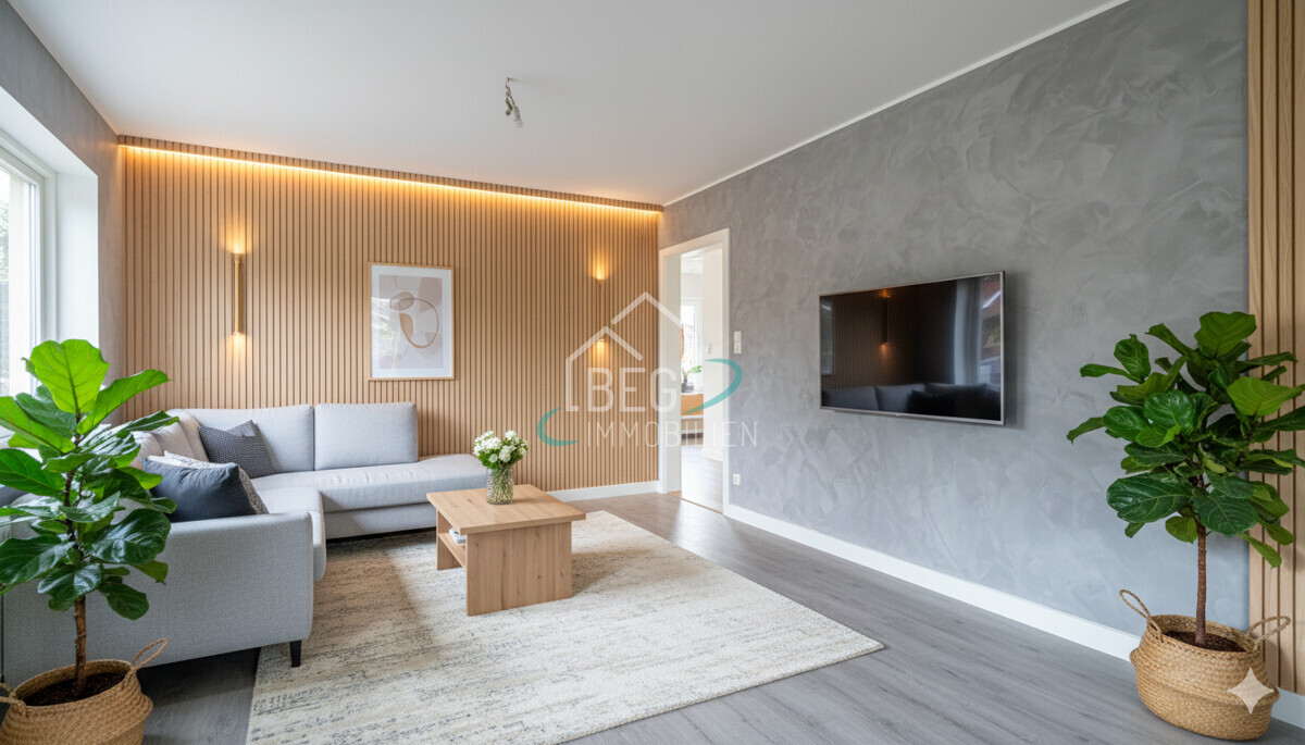 Wohnzimmer virtuell möbliert