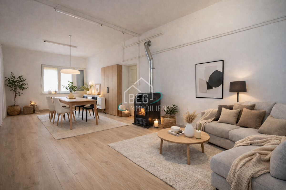 virtuell möbliertes Wohn-Esszimmer