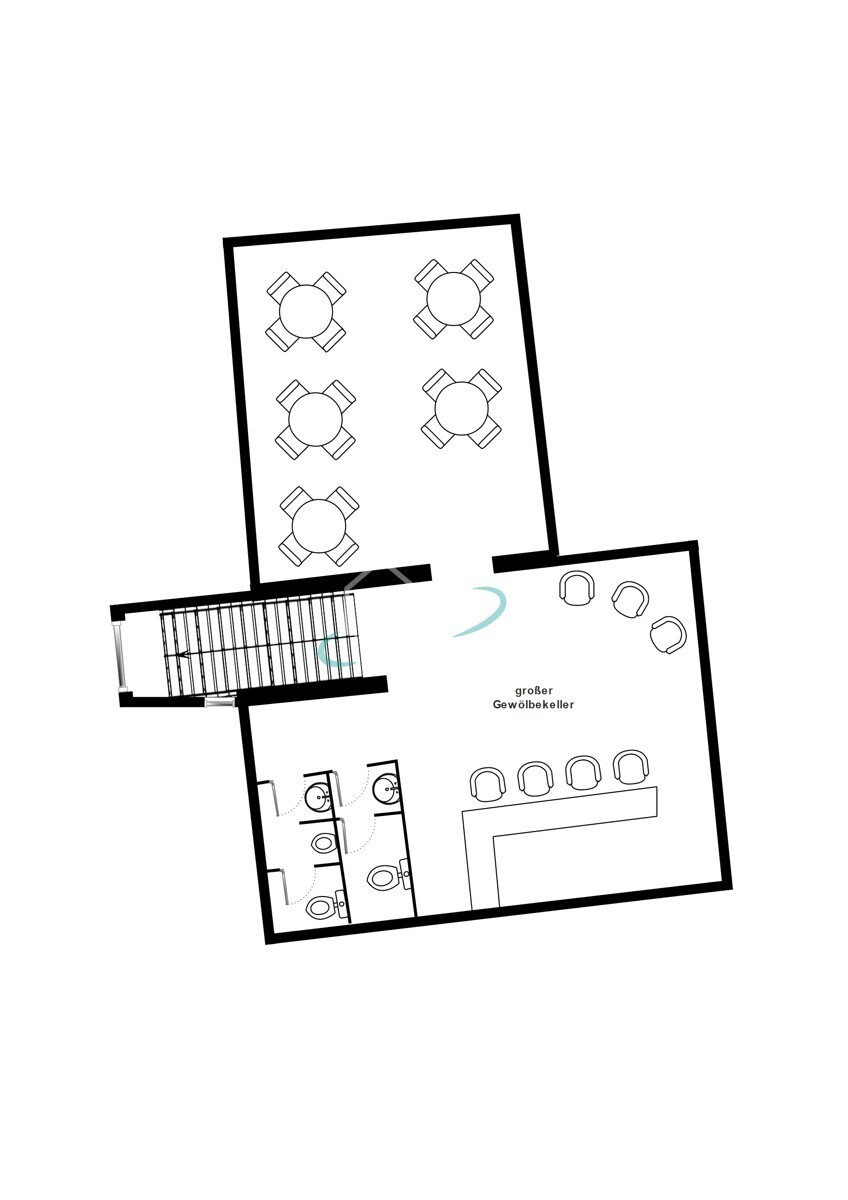 Grundriss Untergeschoss / großer Gewölbekeller