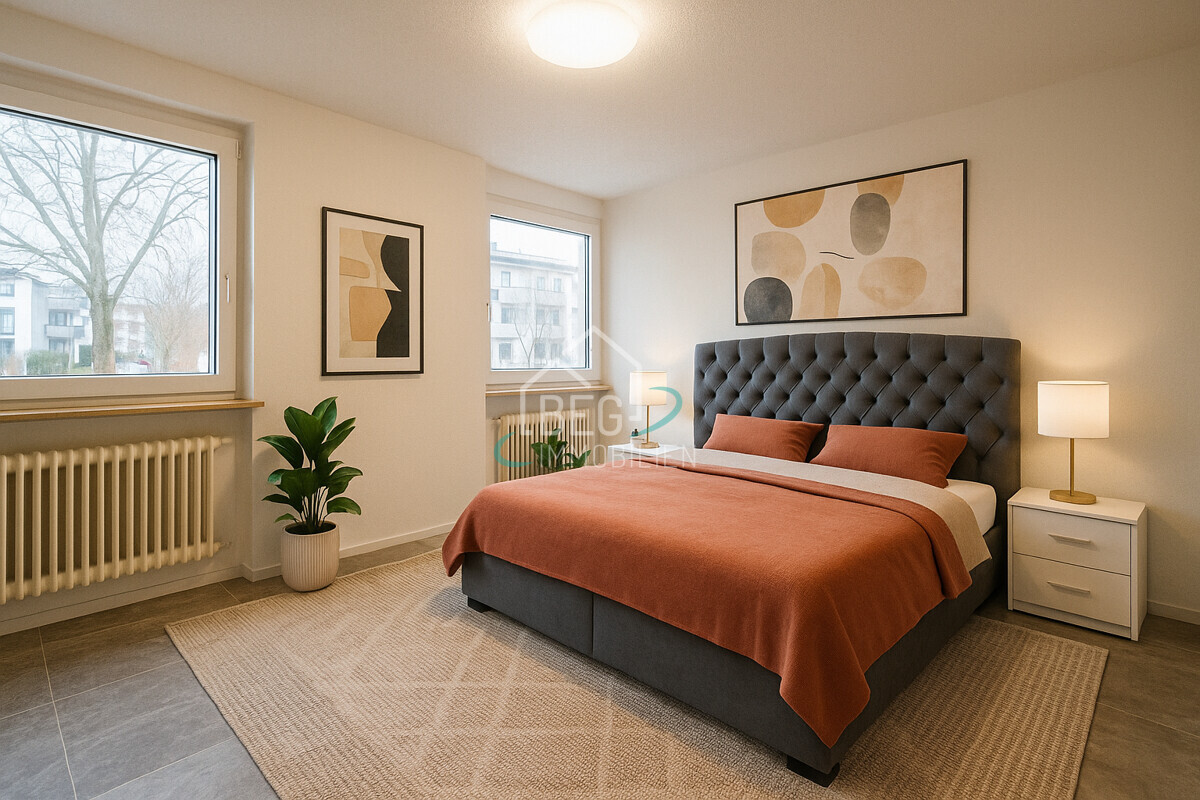 virtuell dekoriertes Schlafzimmer