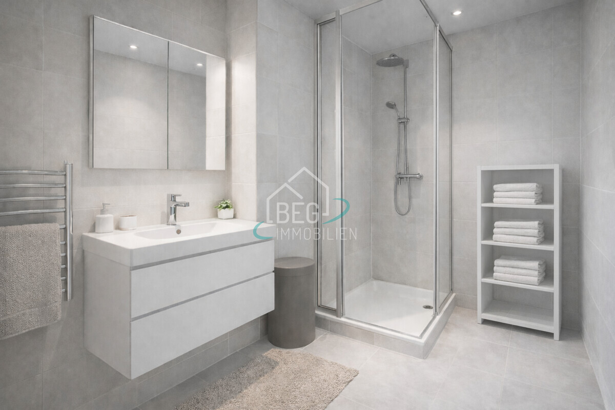 virtuell möbliertes Badezimmer