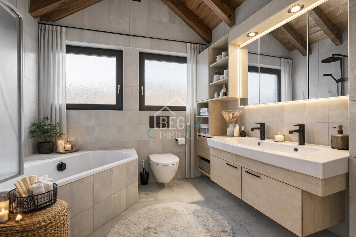 virtuell möbliertes Badezimmer