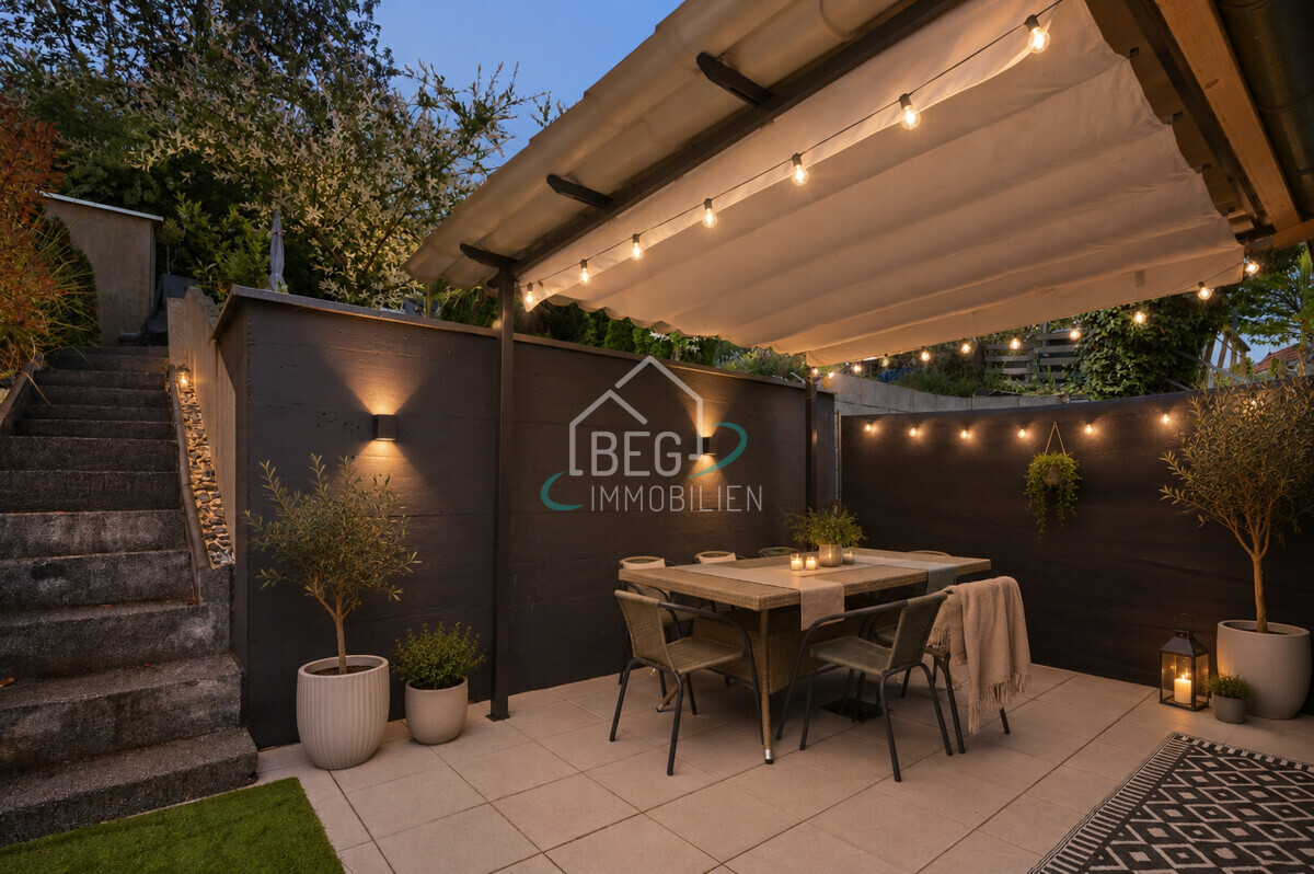 virtuell dekorierte Terrasse
