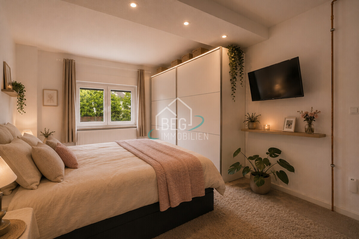virtuell dekoriertes Schlafzimmer