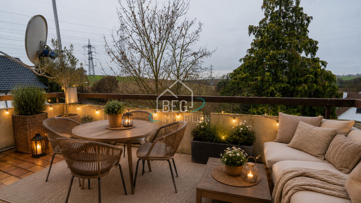 virtuell möblierter Balkon