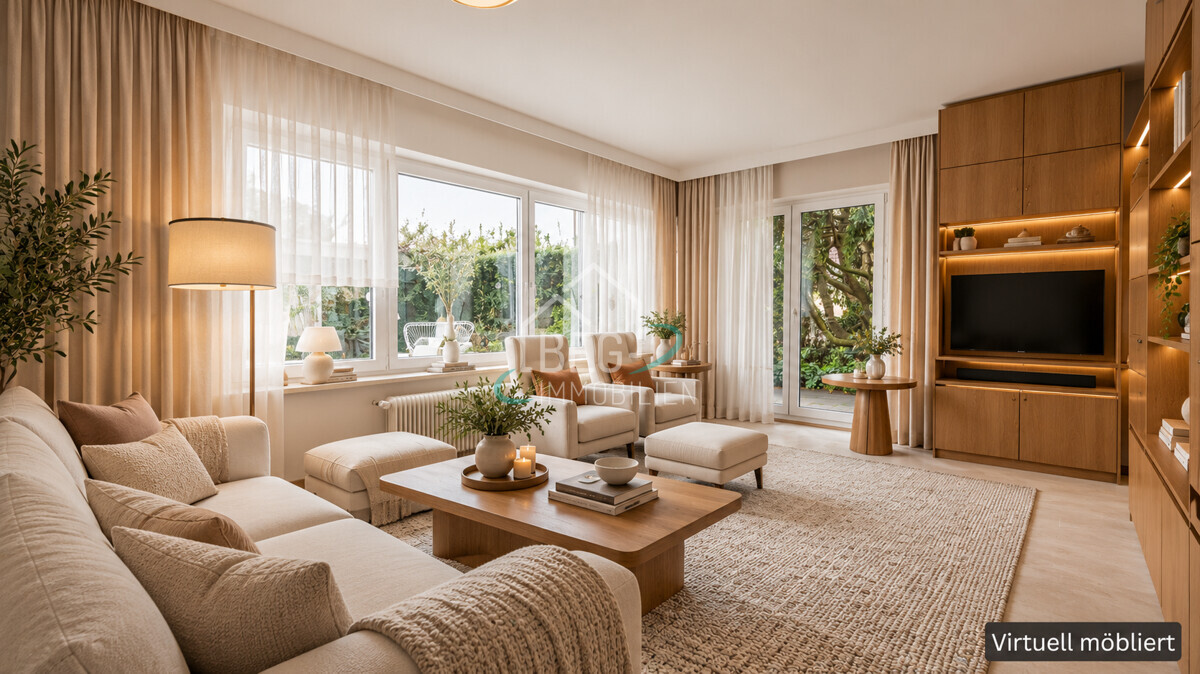 Wohnzimmer virtuell möbliert