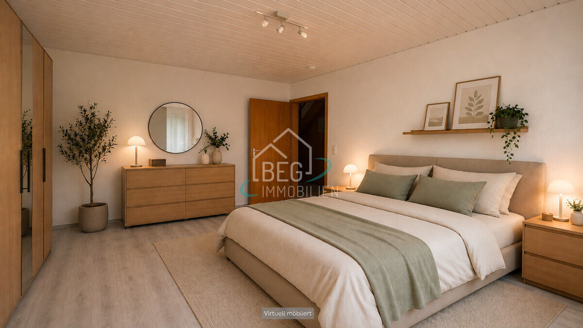 Schlafzimmer EG virtuell möbliert