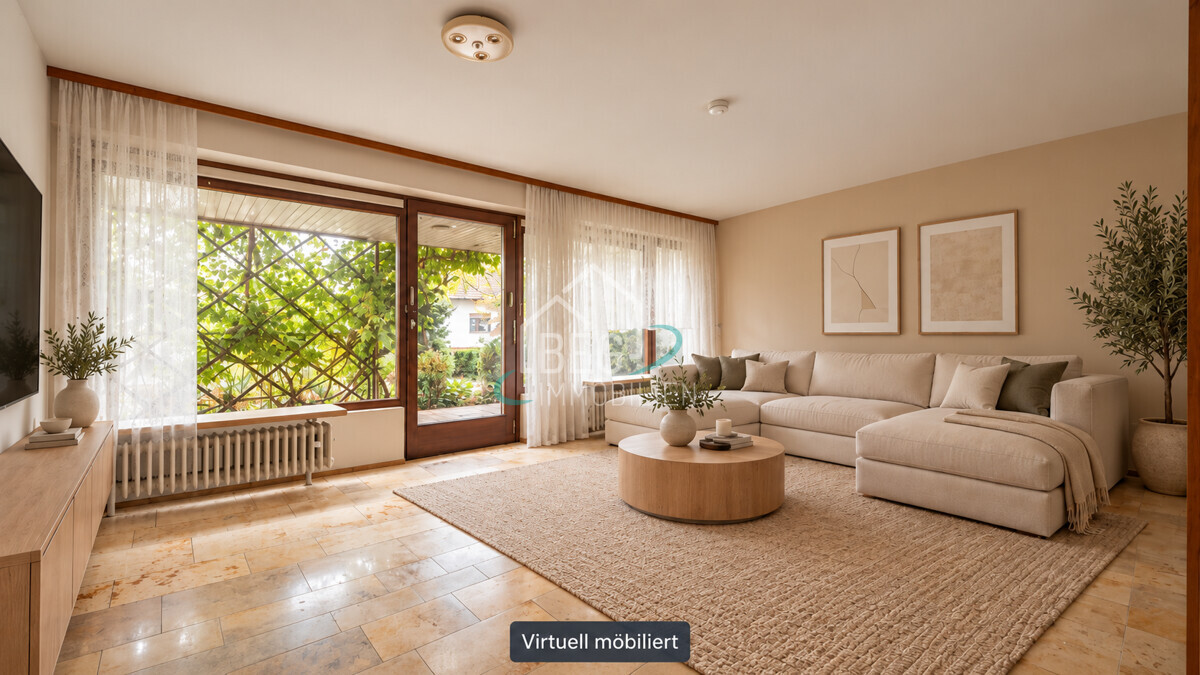 Wohnzimmer virtuell möbliert