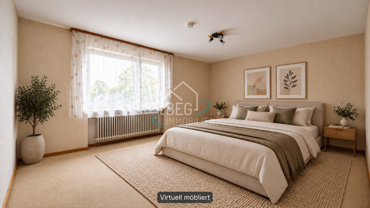 Schlafzimmer virtuell möbliert
