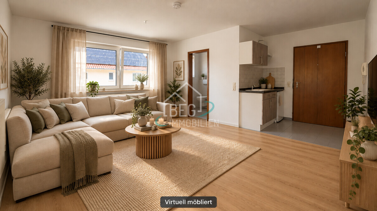 Wohnzimmer virtuell möbliert