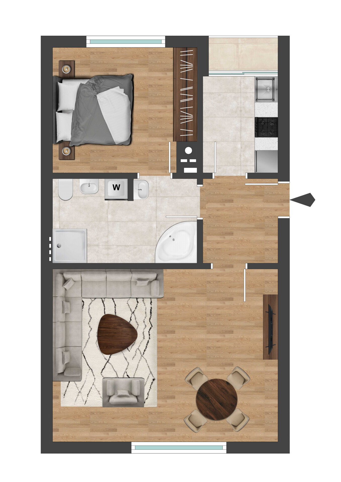 Grundriss Zweizimmerwohnung