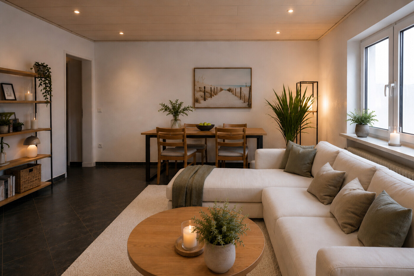 Wohnzimmer mit Essbereich (KI überarbeitet)