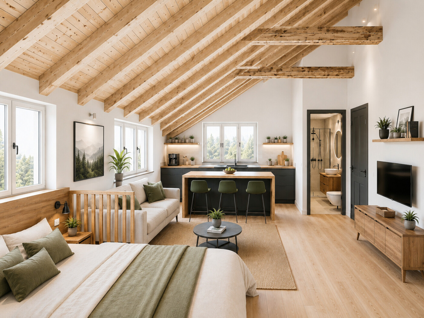 KI Entwurf entkerntes Gebäude - KI Darstellung Ausbau Appartment 4