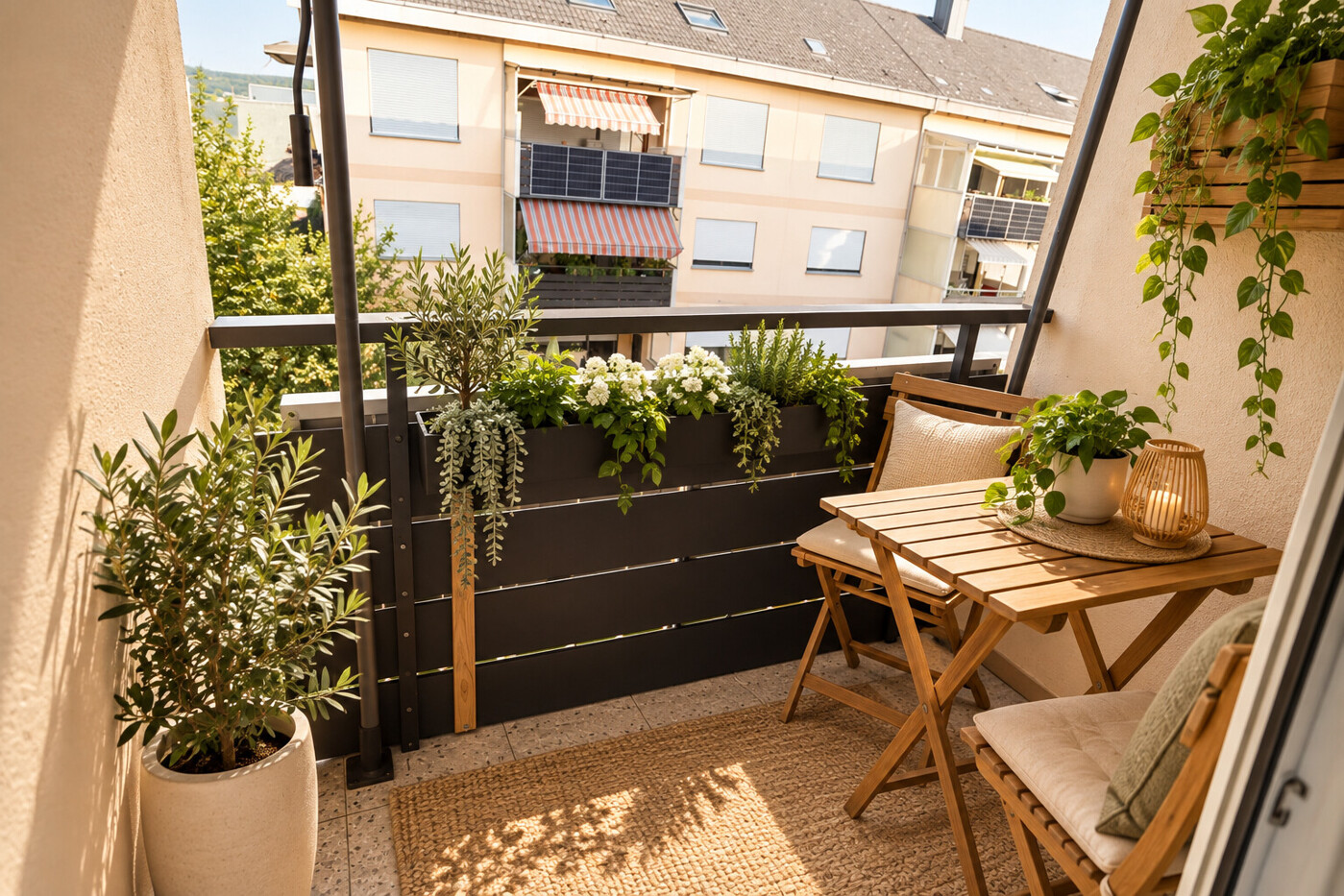 Loggia möbliert mit KI Darstellung