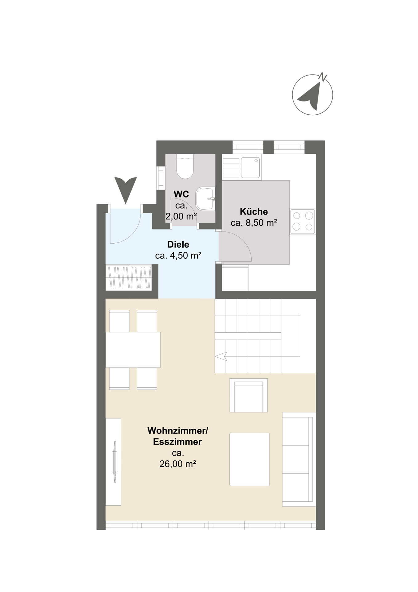 Maisonettwohnung B Grundriss Erdgeschoss