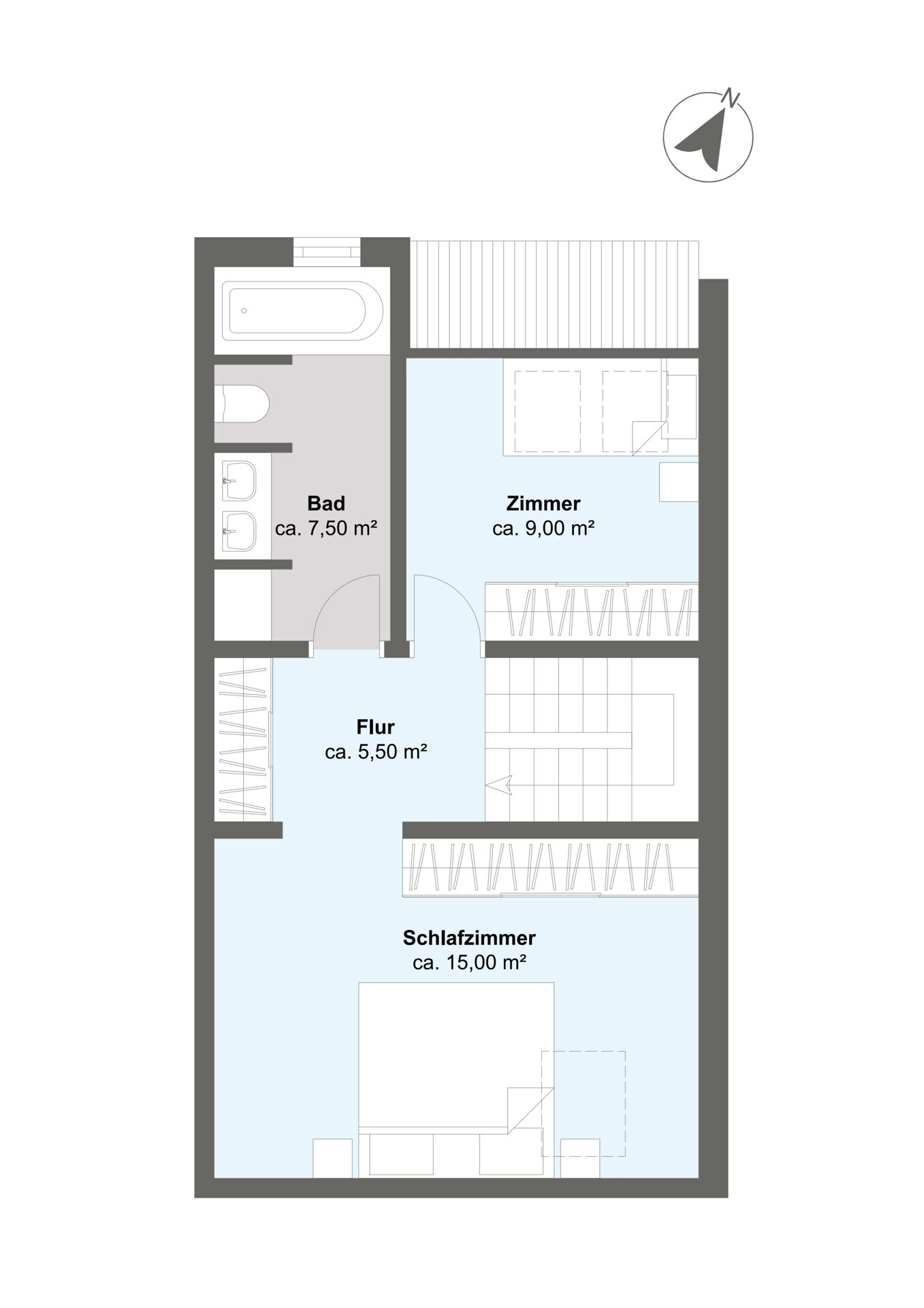 Maisonettwohnung B Grundriss Obergeschoss