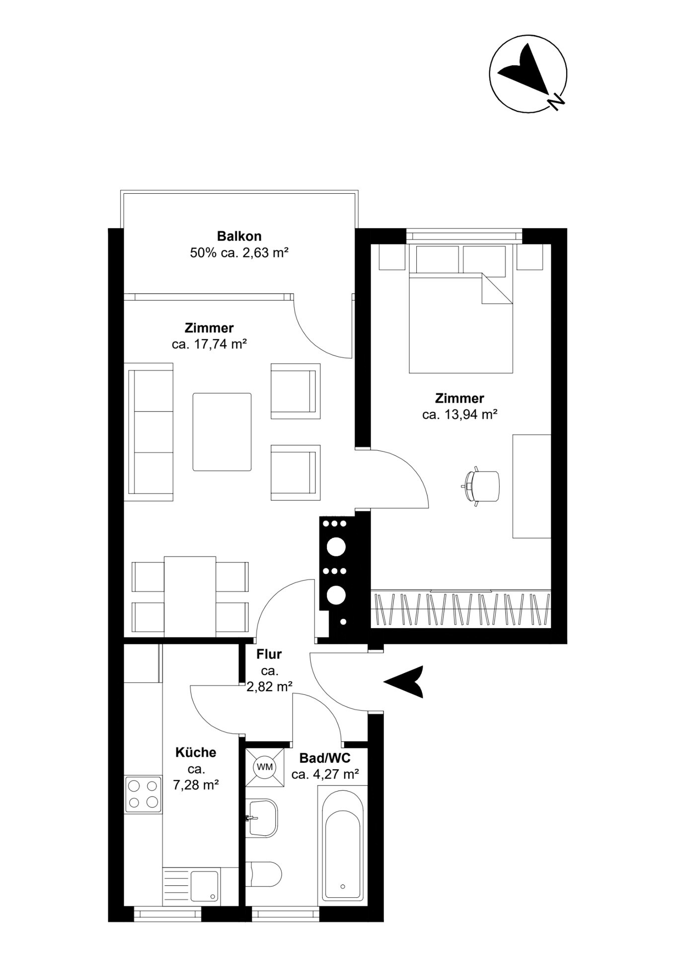Grundriss der Wohnung im 3. OG