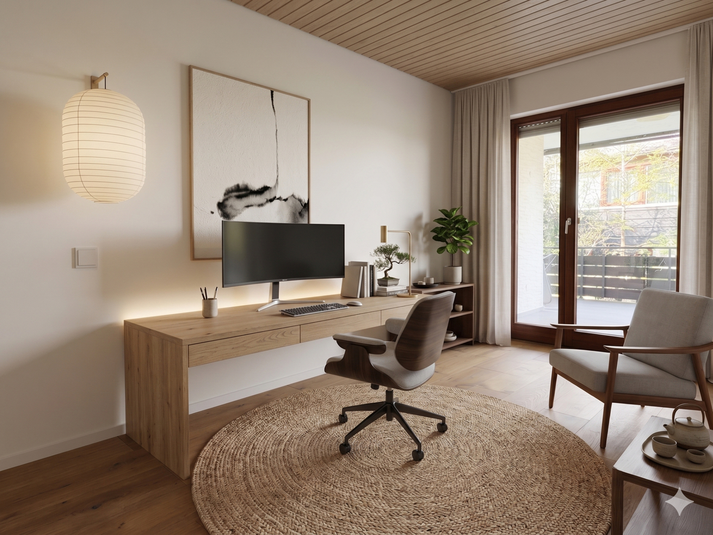 Büro EG  mit KI möbliert