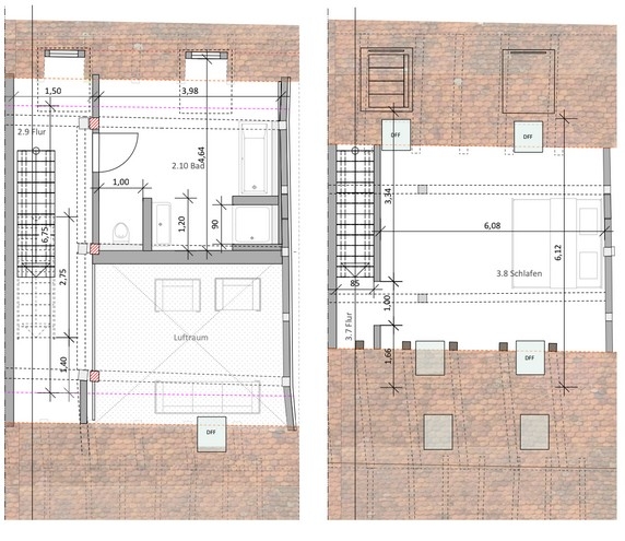 Grundriss 1. und 2. DG