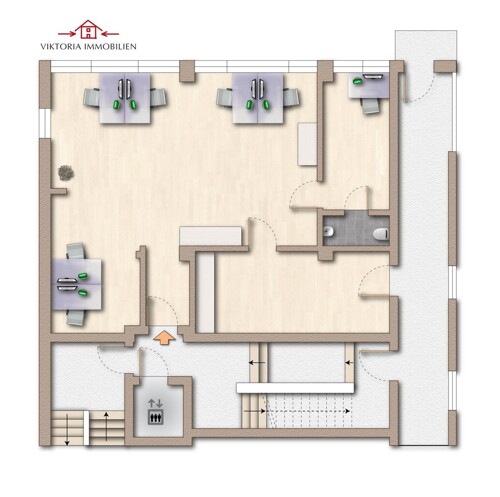 M204 Grundriss als Büro möbliert