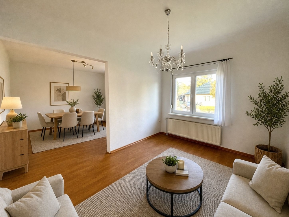 Wohnzimmer Erdgeschoss möbliert