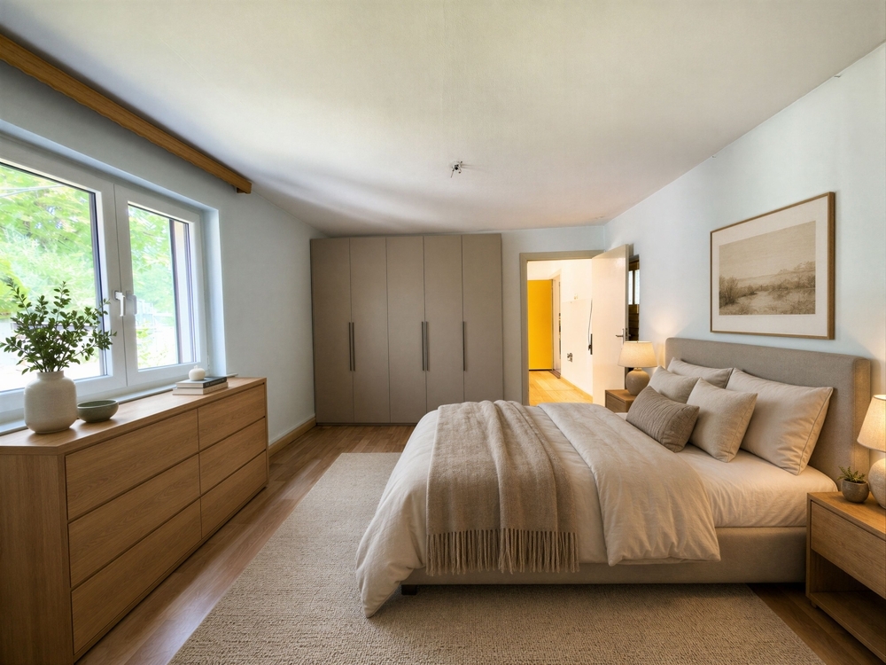 Schlafzimmer möbliert